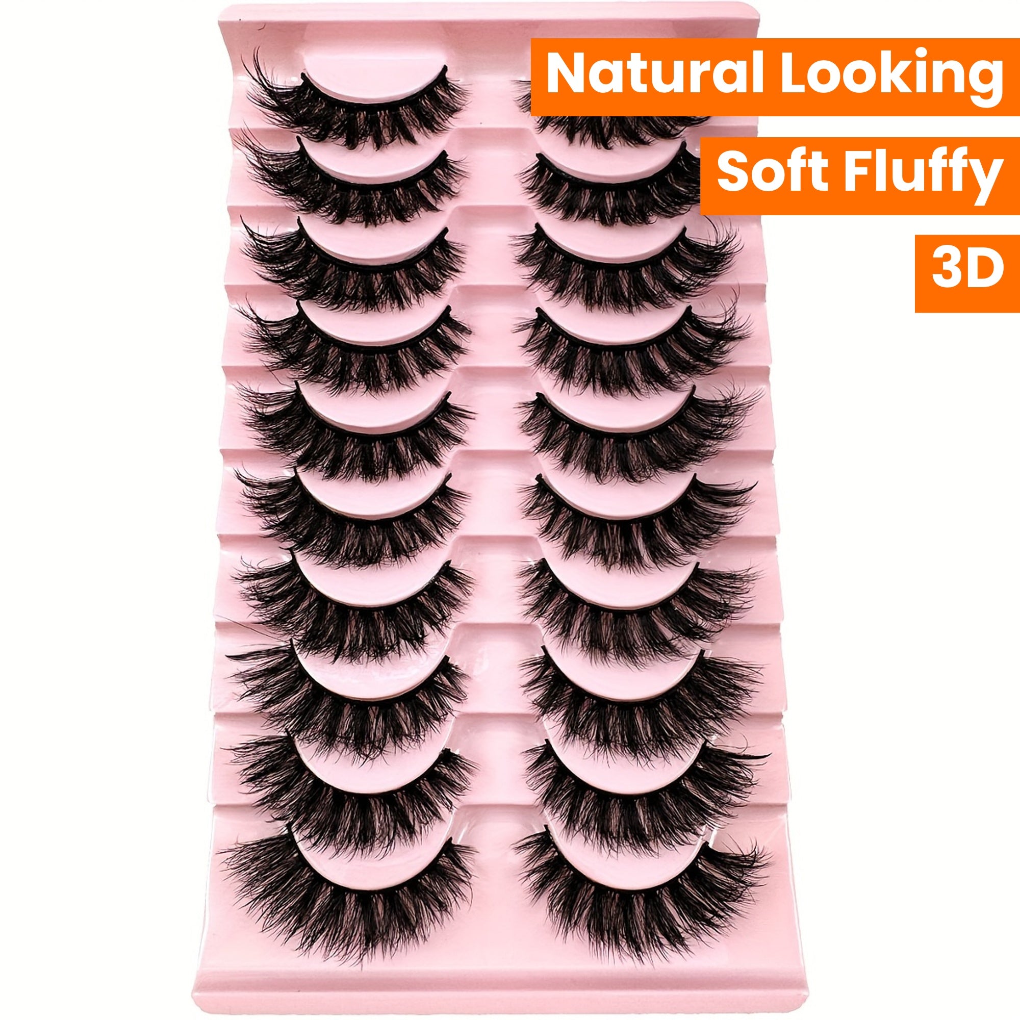 10 Pairs New False Eyelashes Cat Eye Fluffy False Mink Eyelashes 8D Wispy Eyelashes Dramatic Long Thick Curled False Eyelashes Natural Looking Soft Fluffy 3D False Eyelashes Russian Curled Eyelashes